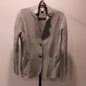 J. Crew Sweater Blazer Gray Cotton Small 2 Button Closure Comfortable‎ Career